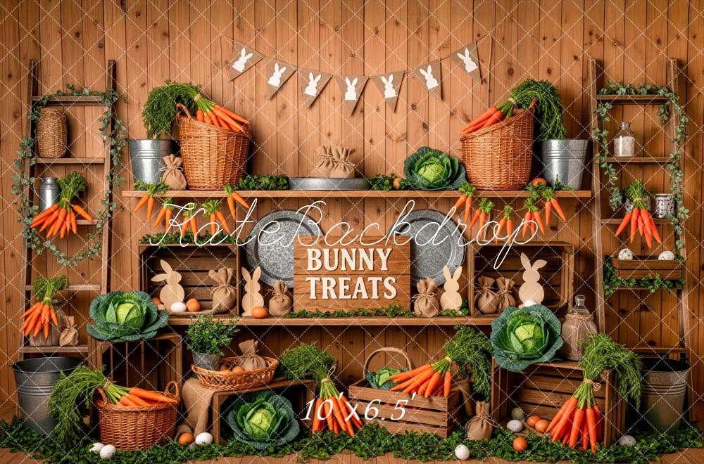 Kate Easter Bunny Treats Carrots Wooden Shelves Backdrop Designed by Patty Roberts