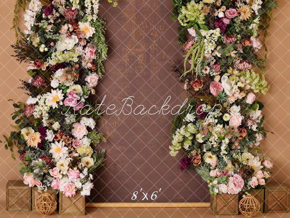 Floral Canvas Wall Rustic Brown Foto Achtergrond Designed by Mandy Ringe Photography