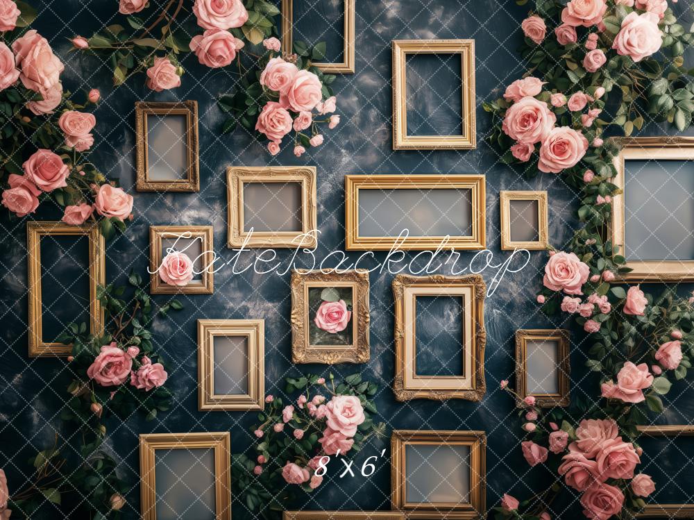 Vintage Floral Rose Frame Wall Backdrop