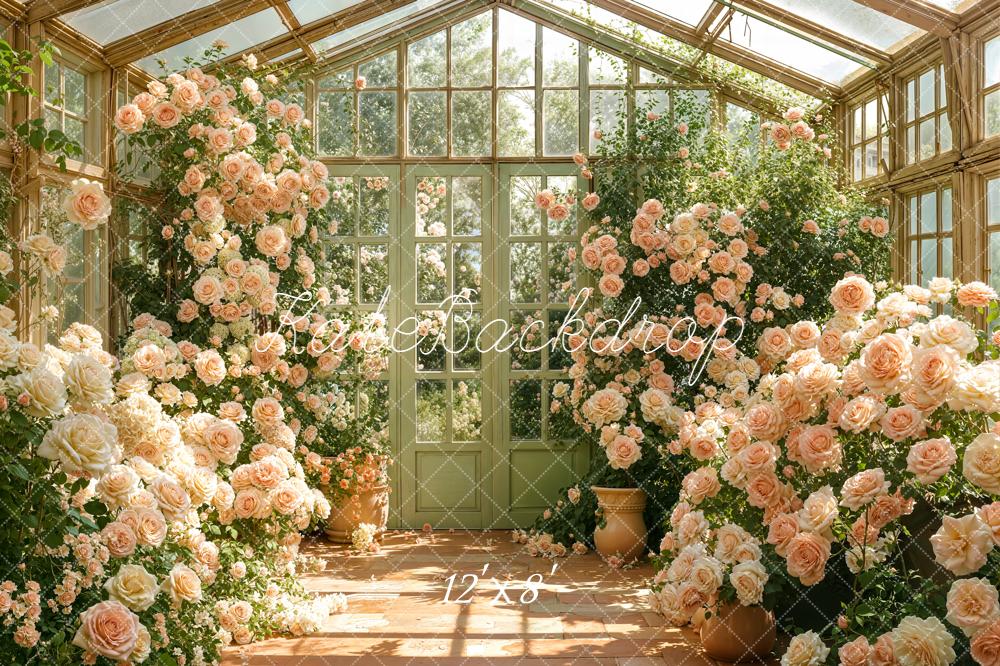 Kate Spring Greenhouse Flower Arch Rose Garden Printed Backdrop Designed by Emetselch