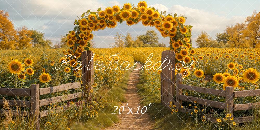 Fall Zonnebloem Boog Rustieke Pad Foto Achtergrond Designed by Emetselch