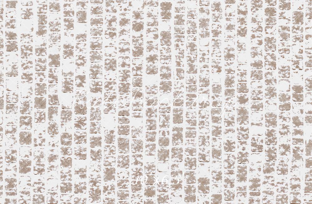 Kate Beige Cobblestone Snowy Floor Printed Backdrop Designed by Emetselch