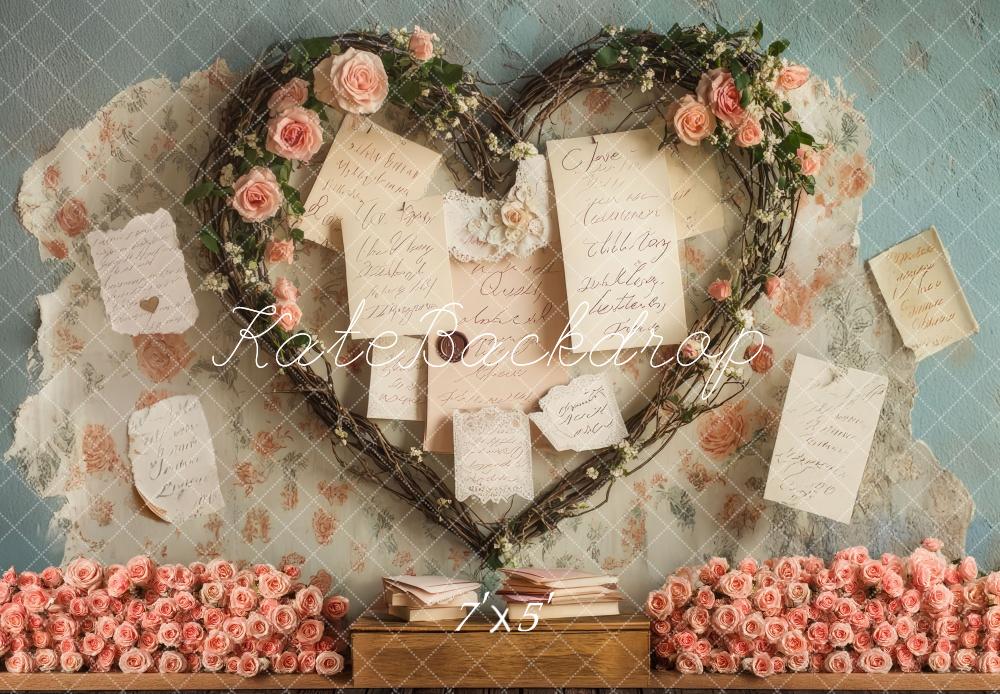 Romantic Vintage Floral Heart Backdrop