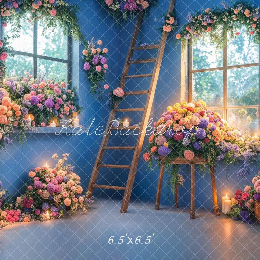 Romantic Floral Window Glow Backdrop
