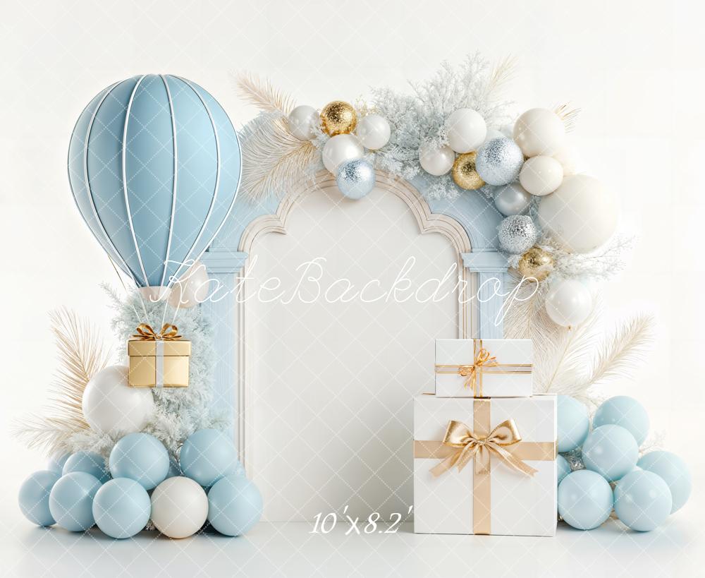 Kate Cake Smash Blue Balloon Gift Arch Present Ornaments Backdrop Designed by Chain Photography