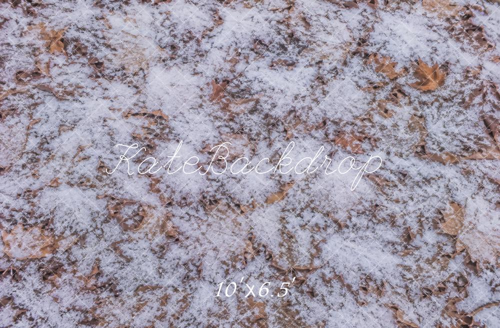 Kate Winter Snowy Leaves Floor Printed Backdrop Printed Backdrop Designed by Vertigo Productions