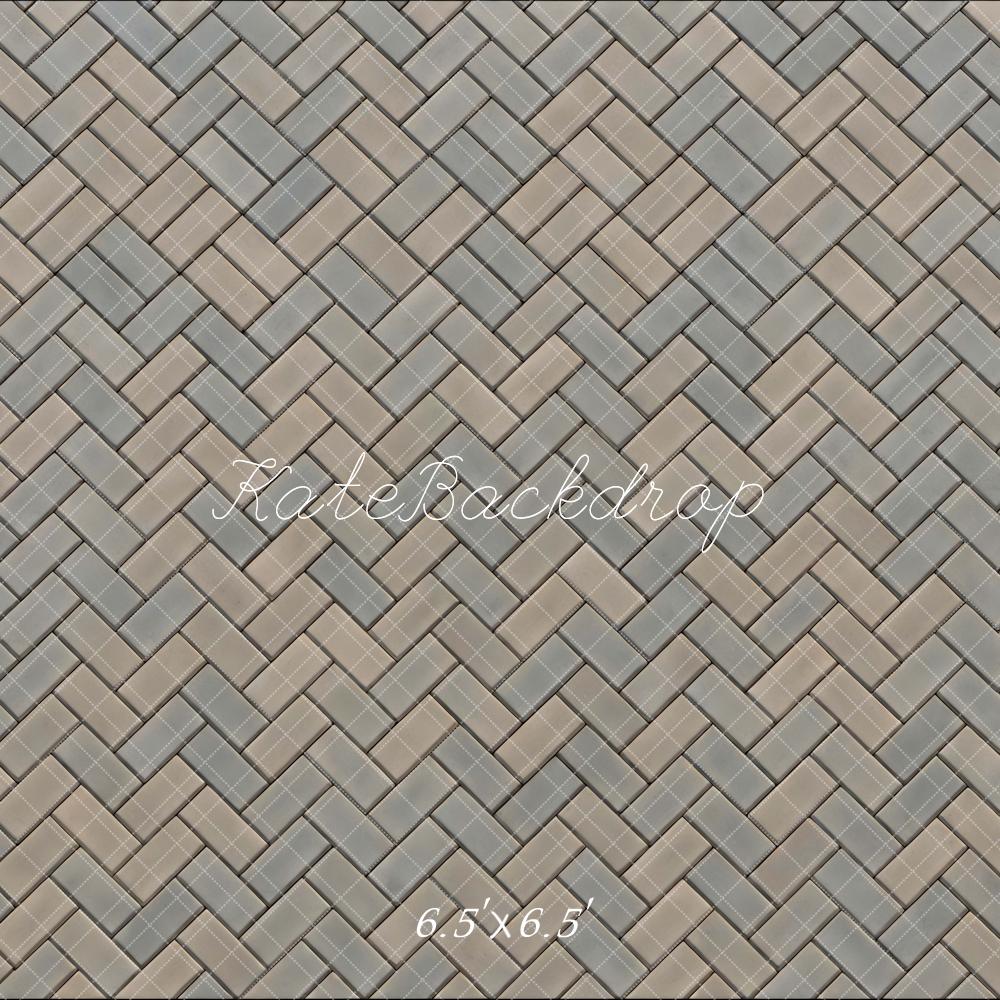 Kate Herringbone Pattern Beige Gray Floor Backdrop Designed by Mini MakeBelieve