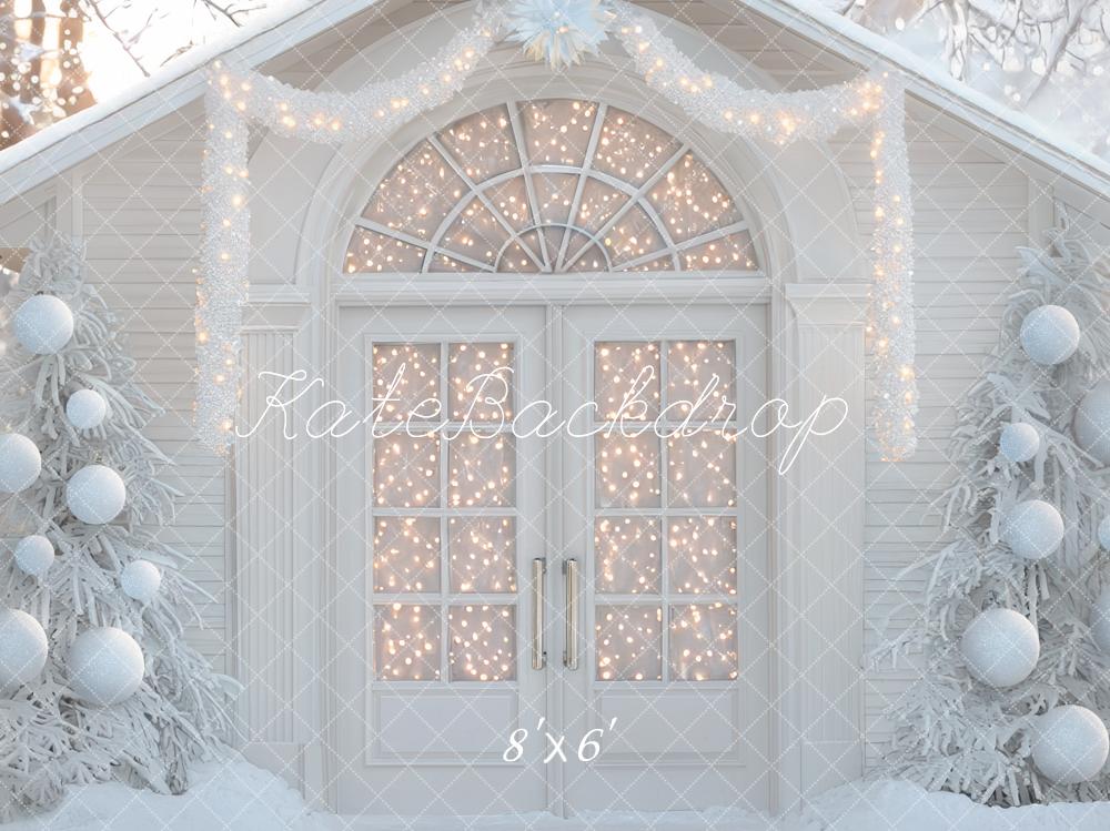 Kate Christmas Winter Wonderland White Greenhouse Snow Backdrop Designed by Mini MakeBelieve