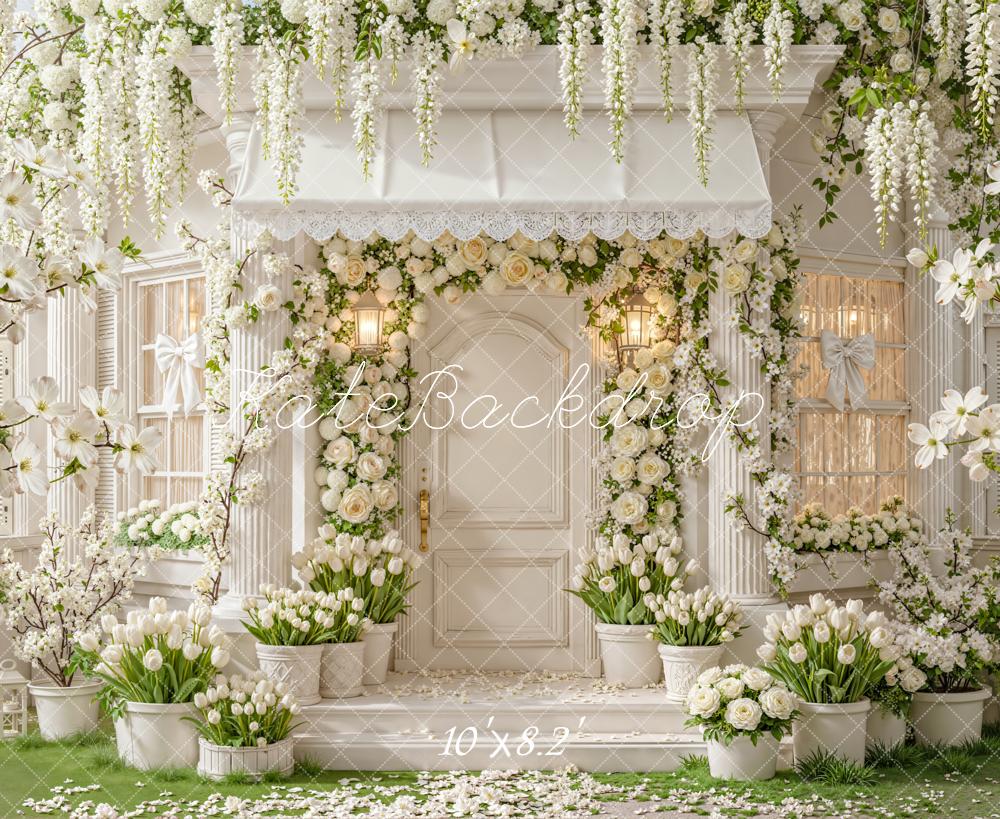 Kate Spring Flower Arch White Floral House Entrance Backdrop Designed by Emetselch