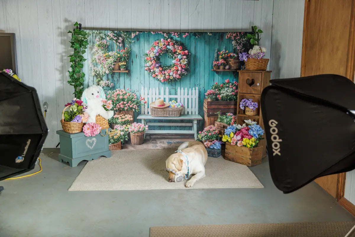 Kate Spring Floral Basket Easter Wreath Backdrop Designed by Emetselch