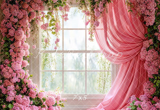 Fondale di Tenda a Fiori Primaverili Rosa