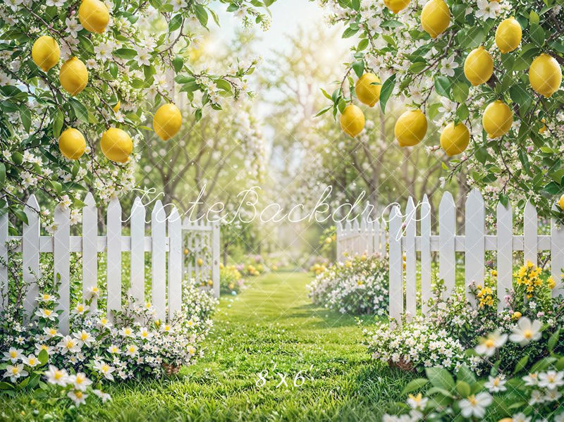 Lush Lemon Blossom Garden Pathway Backdrop