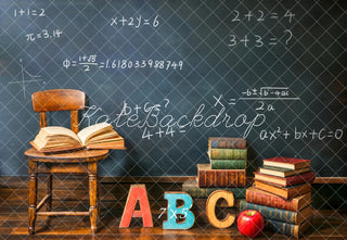 Kate Graduation School Chalkboard Classroom Books Printed Backdrop Designed by Emetselch