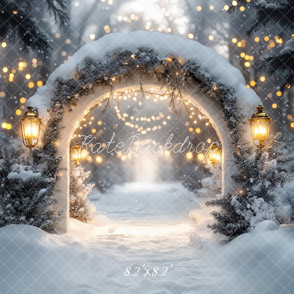 Lanteras de Nieve en Arco de Navidad Luces de Hadas Fondo Diseñado por Emetselch