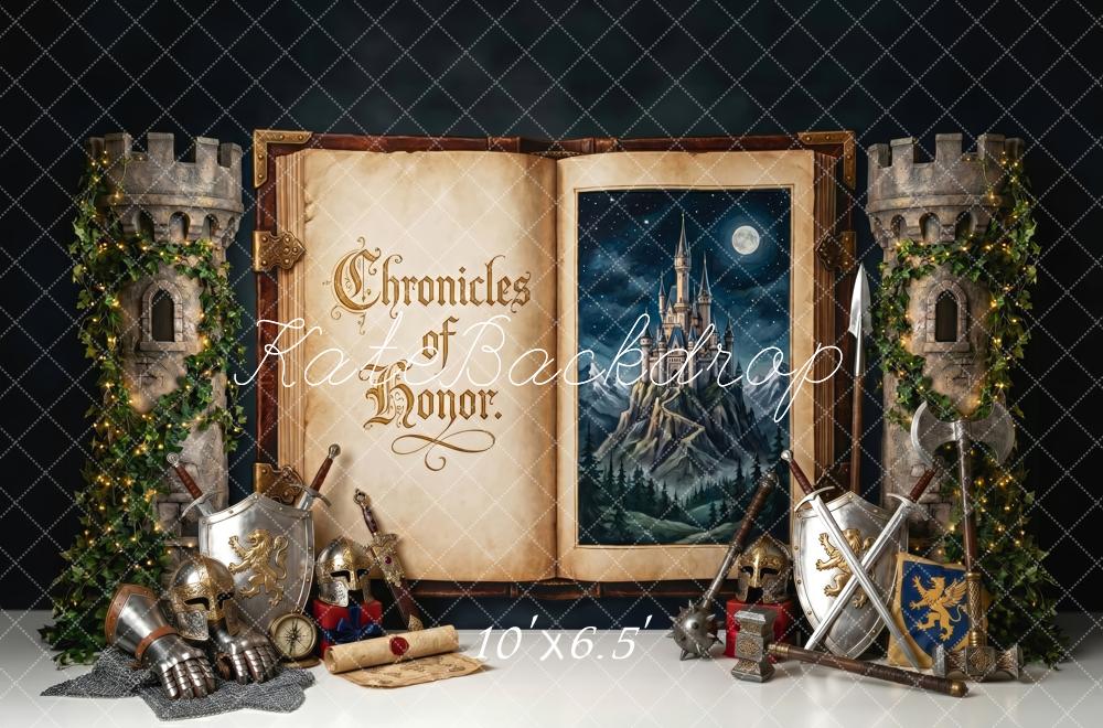 Kate Fantasy Castle Storybook Armor Medieval Boys Printed Backdrop Designed by Patty Roberts