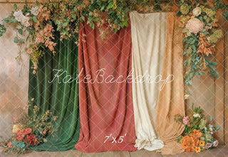 Kate Fall Floral Drapes Indoor Printed Backdrop Designed by Emetselch