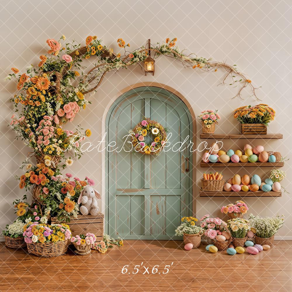 Kate Easter Bunny Flower Arch Pastel Eggs Door Backdrop Designed by Emetselch