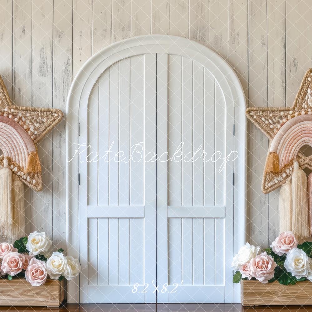Kate Boho Rainbow Star Door Flowers Backdrop Designed by Mini MakeBelieve