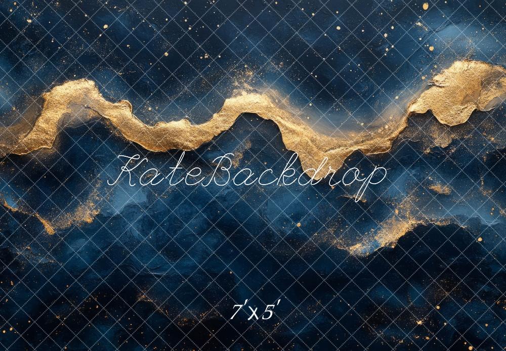 Kate Abstract Gold and Blue Wall Backdrop Designed by Mini MakeBelieve