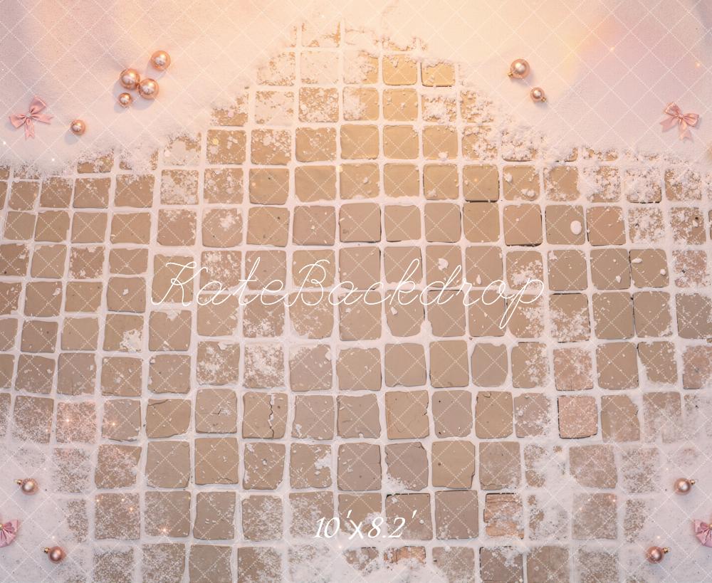 Kate Snowy Pink Tile Floor Printed Backdrop Designed by Emetselch