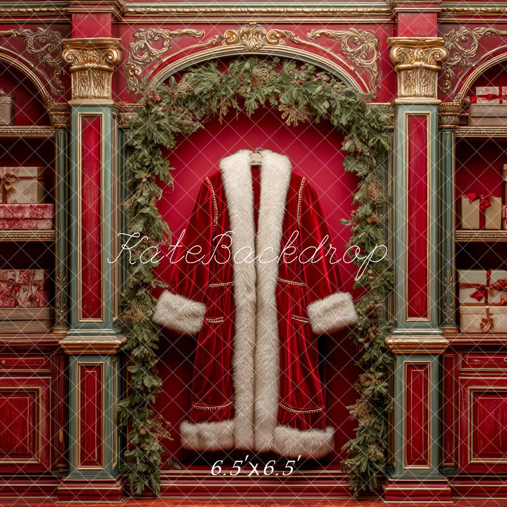 Kate Christmas Santa Coat Closet Gifts Backdrop Designed by Patty Roberts