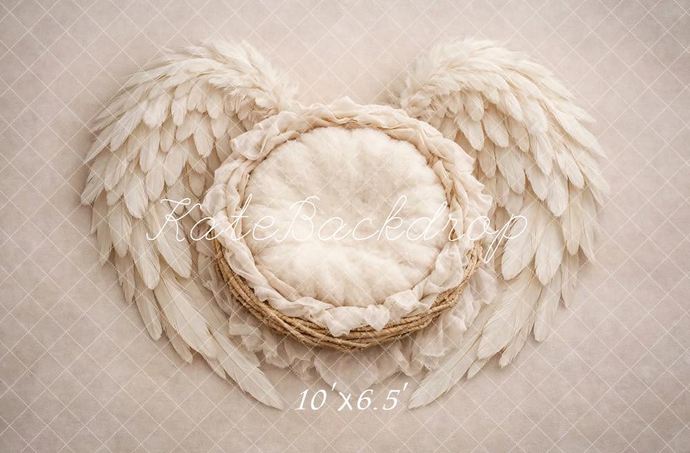 TEST Kate Newborn Cream Angel Wings Nest Printed Backdrop Designed by Vertigo Productions