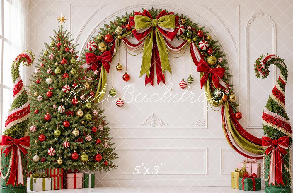 Kate Christmas Tree Elf Garland Arch Gifts Vintage Wall Printed Backdrop Designed by Shutter Swan Studios