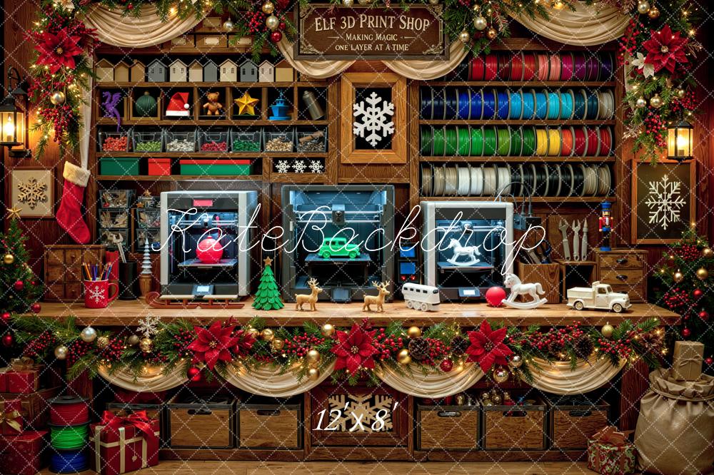 Kate Christmas North Pole 3D Print Wall Elf Craft Workshop Cabinet Printed Backdrop Designed by Mini MakeBelieve
