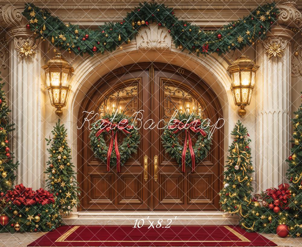 Kate Christmas Garland Wreath Trees Retro Doorway Arch Backdrop Designed by Emetselch