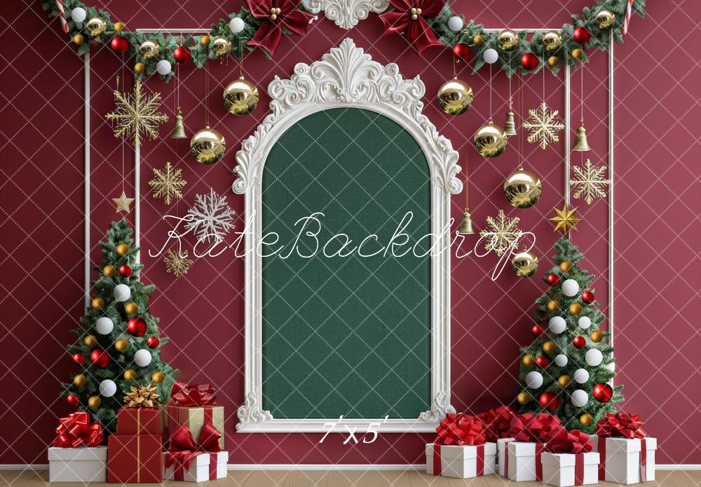 Adorno de árbol de Navidad Snowflakes fondo rojo