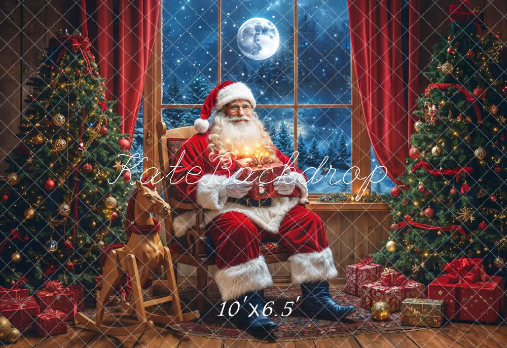 Kate Christmas Tree Santa Claus Window Backdrop Designed by Emetselch