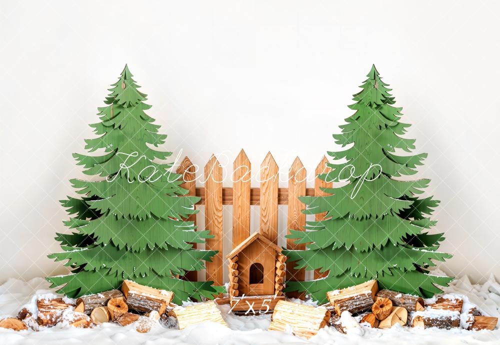 Rustic Winter Woodland Photo Backdrop
