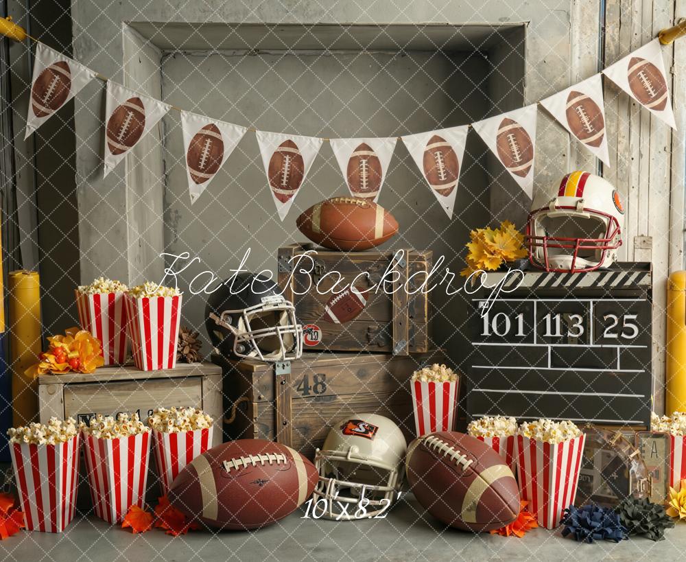 Kate Sports Football Helmets Popcorn Scoreboard Fall Backdrop Designed by Chain Photography