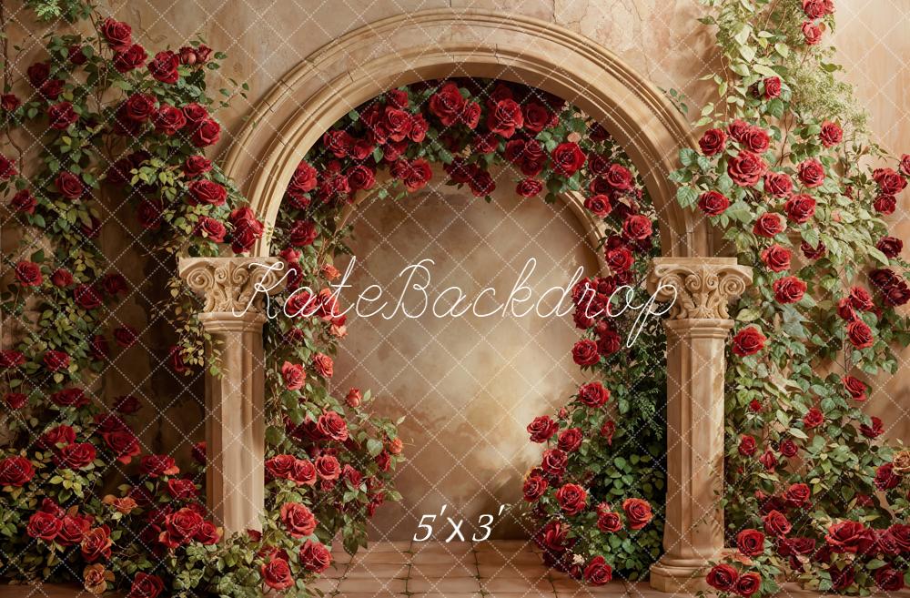 TEST Kate Valentine's Day Flower Arch Red Roses Stone Archway Backdrop Designed by Emetselch