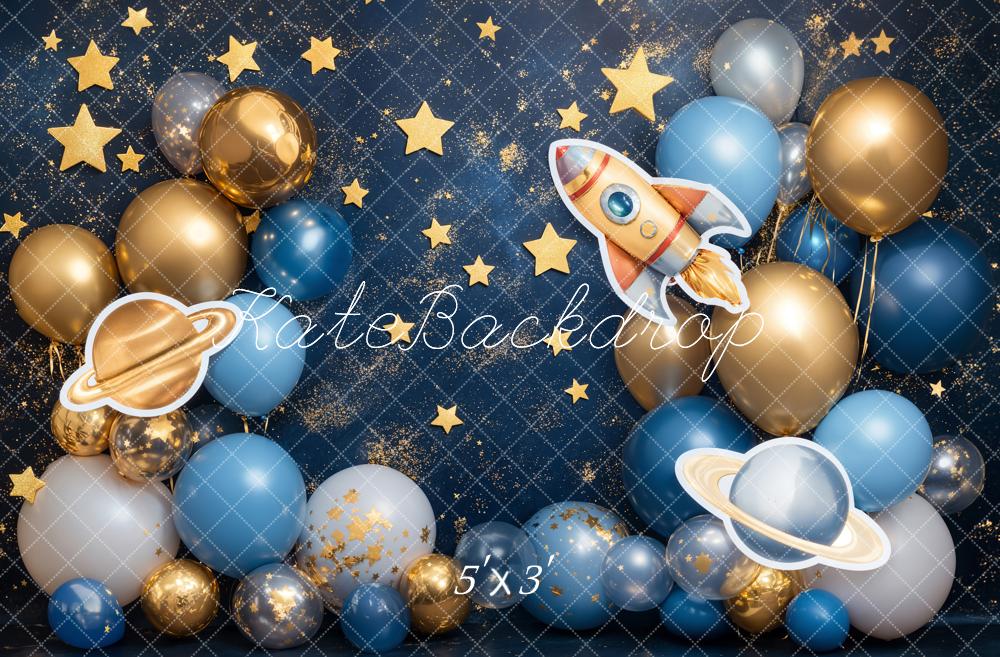 Kate Cake Smash Space Rocket Balloon Backdrop Designed by Emetselch