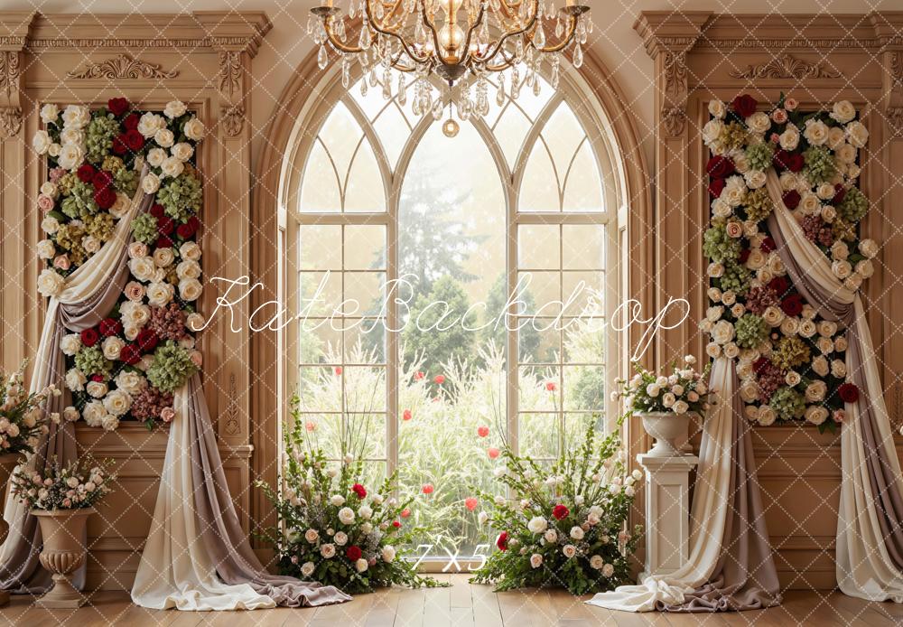 Kate Spring Flower Arch Window Chandelier Backdrop Designed by Mini MakeBelieve