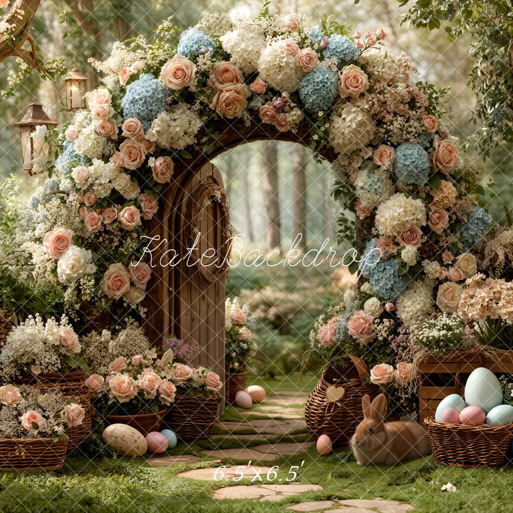 TEST Kate Easter Bunny Flower Arch Pastel Eggs Forest Backdrop Designed by Emetselch