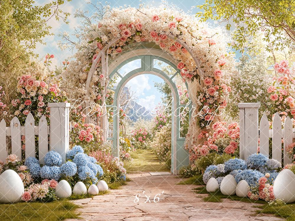 Kate Easter Bunny Flower Arch Pastel Garden Backdrop Designed by Chain Photography