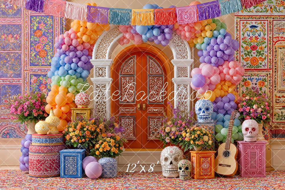 Kate Day Of The Dead Arch Door Balloons Skulls Flowers Backdrop Designed by Emetselch