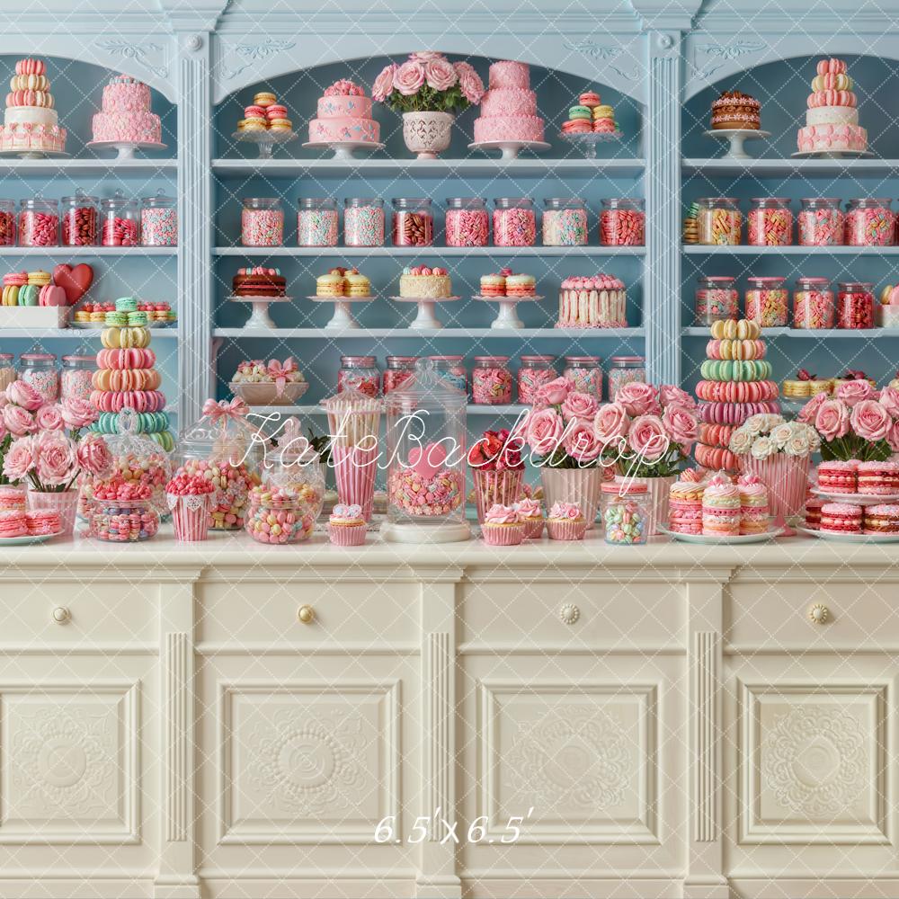 Kate Pink Sweets Candy Cake Blue Cabinet Backdrop Designed by Emetselch