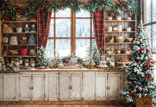 Kate Christmas Rustic Kitchen Printed Backdrop Designed by Emetselch