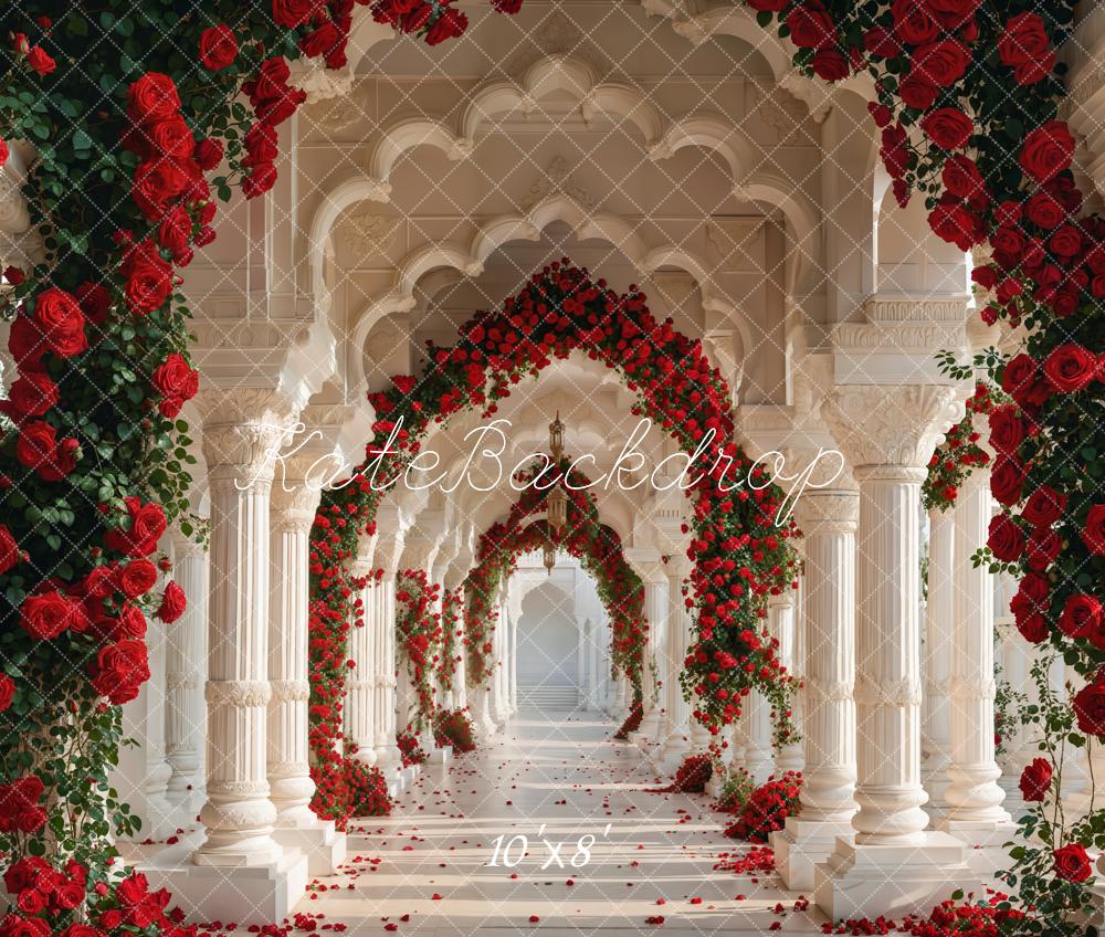 Kate Valentine Rose Arch Retro Hallway Backdrop Designed by Emetselch