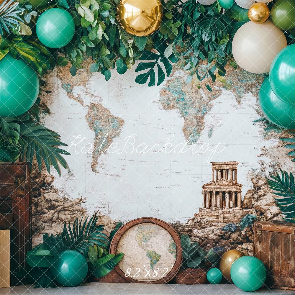 Kate Adventure Map Travel Tropical Backdrop Designed by Patty Roberts