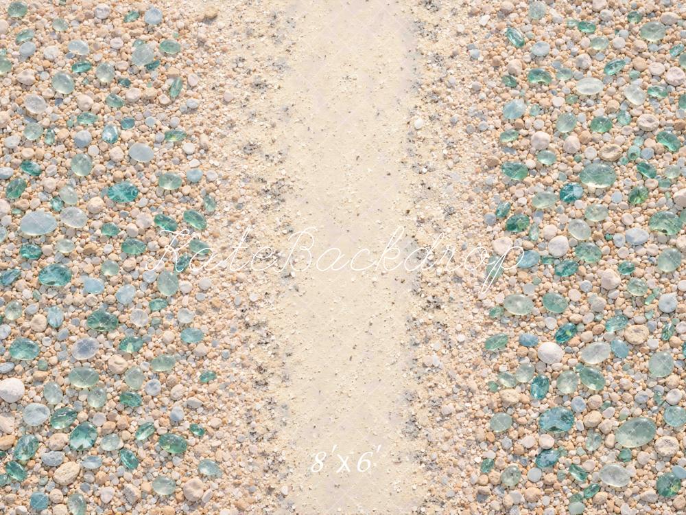 Kate Summer Sand Pebble Path Sea Glass Floor Printed Backdrop Designed by Mini MakeBelieve