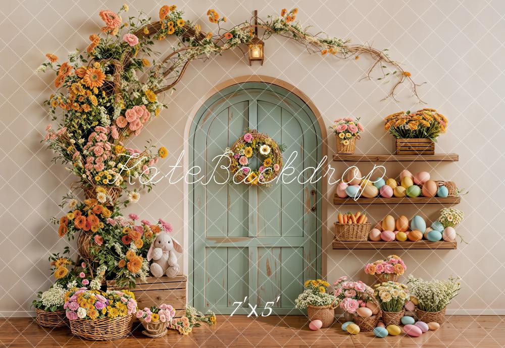 TEST Kate Easter Bunny Flower Arch Pastel Eggs Door Backdrop Designed by Emetselch