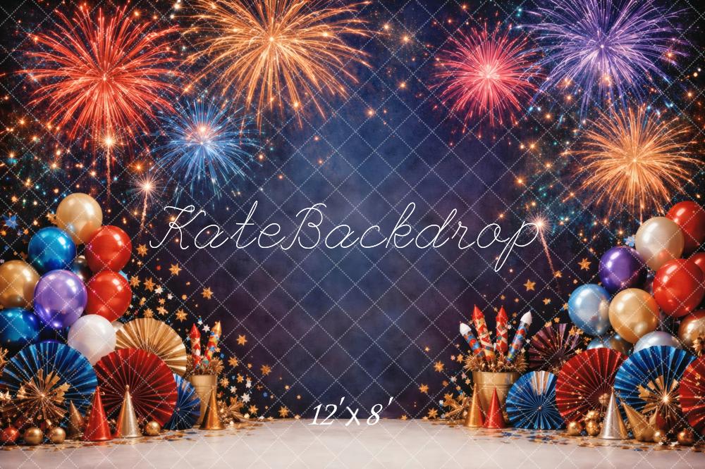 TEST Kate Celebration Fireworks Balloons Fans Party Printed Backdrop Printed Backdrop Designed by Vertigo Productions