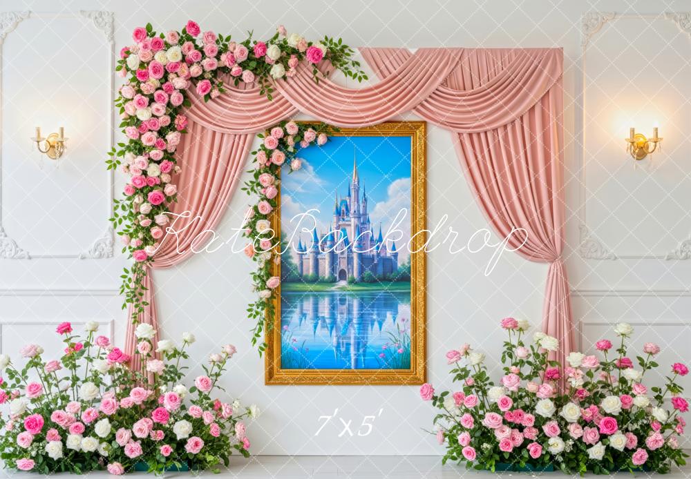 Kate Pink Floral Arch Castle Painting Backdrop Designed by Patty Roberts