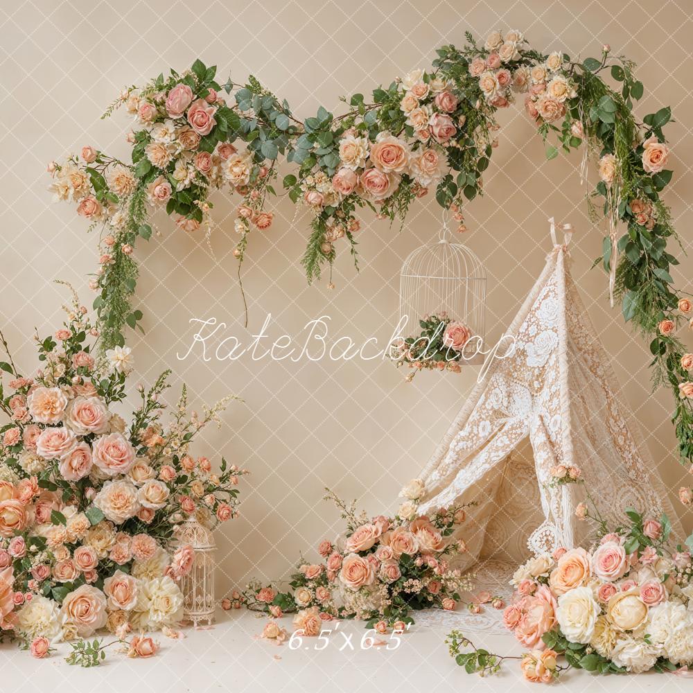Kate Spring Flower Arch Floral Tent Cream Roses Backdrop Designed by Emetselch