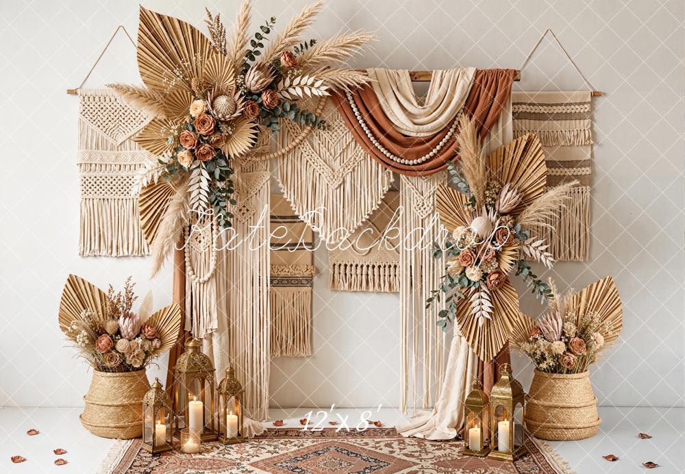 Kate Mother's Day Boho Macrame Dried Palm Floral Arrangement Backdrop Designed by Emetselch