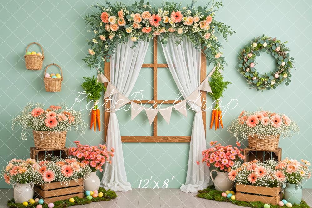 Kate Easter Bunny Flower Arch Window Pastel Eggs Backdrop Designed by Patty Roberts
